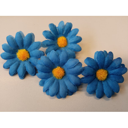 Květ kopretina tmavě modrá, textilní dekorace, květina 4 cm